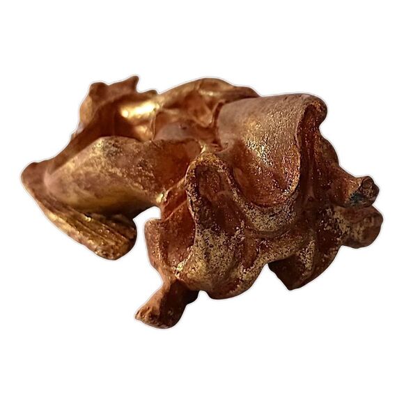 Gold Gilt Cherub Angel Ornament Figure Nativity MCM Mandolin Antiqued Wall Decor - Picture 3 of 14